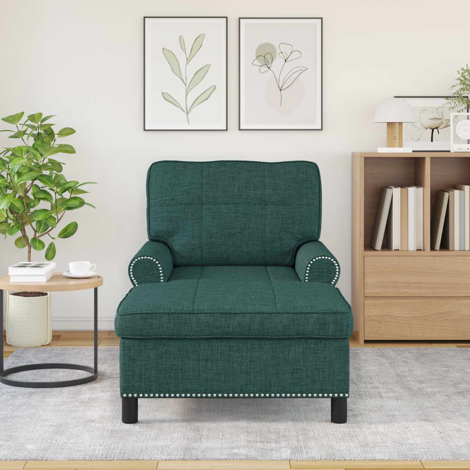 Lounge-Liege mit Kissen Dunkelgrün 91 x 157 x 91 cm Stoff