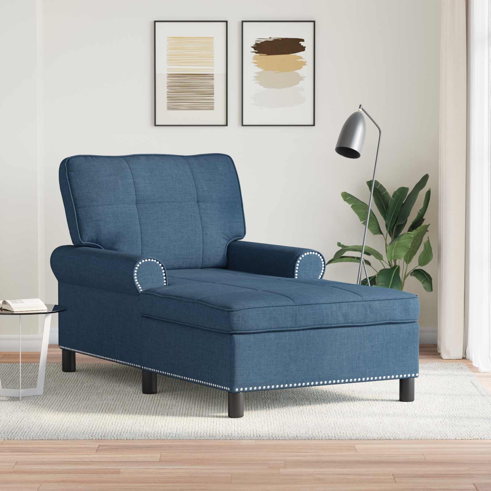 Lounge-Liege mit Kissen Blau 91 x 157 x 91 cm Stoff