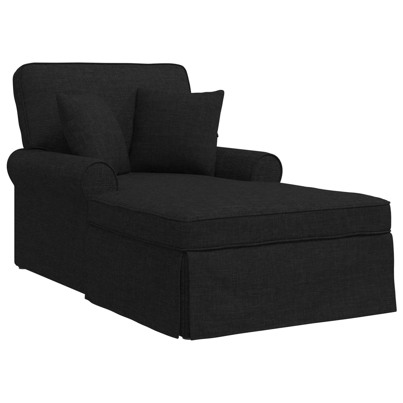 Chaise Lounge mit Rock mit Kissen 3 pcs Schwarz Stoff
