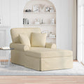 Chaise Lounge mit Rock mit Kissen mit Kissen 3 pcs Creme Stoff