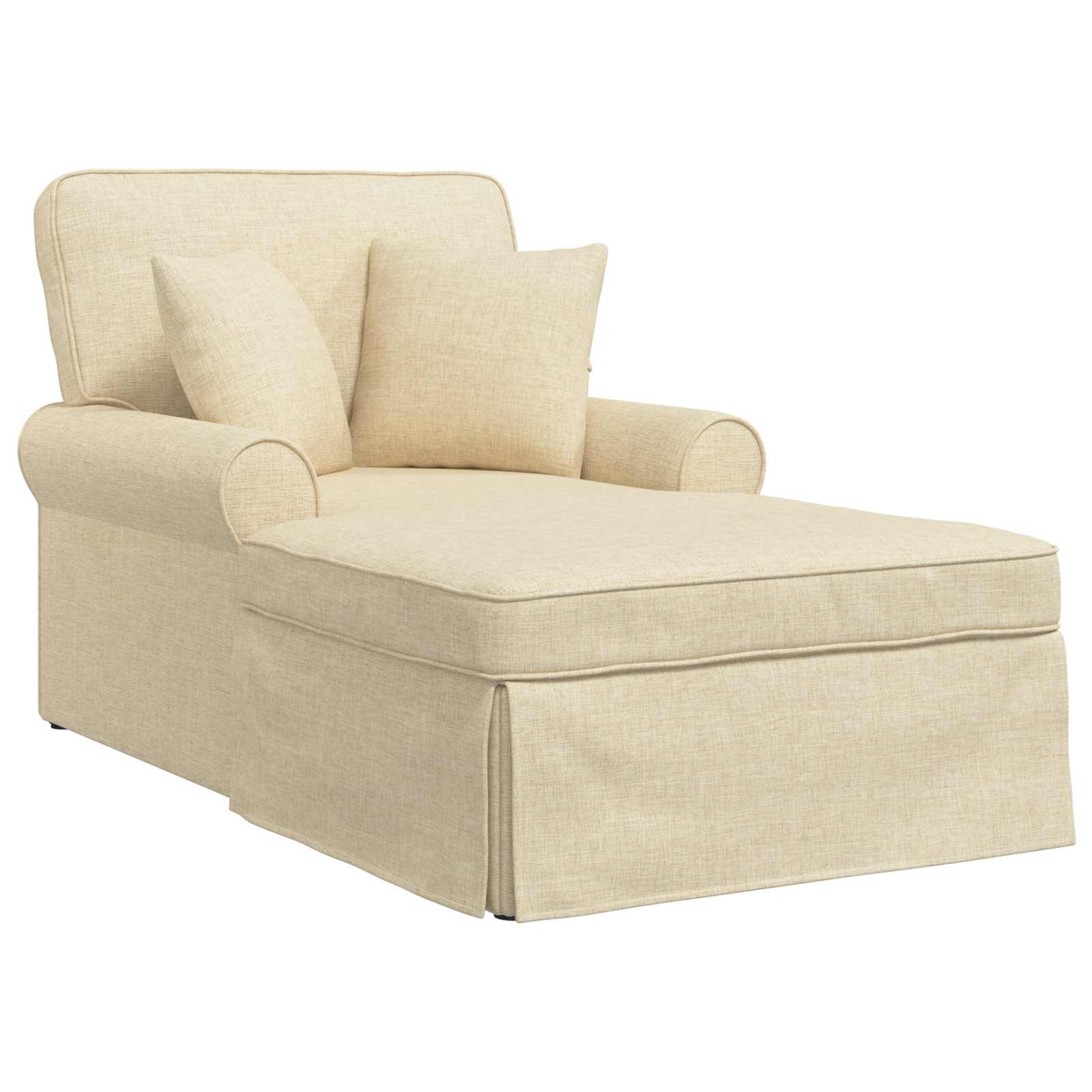 Chaise Lounge mit Rock mit Kissen mit Kissen 3 pcs Creme Stoff