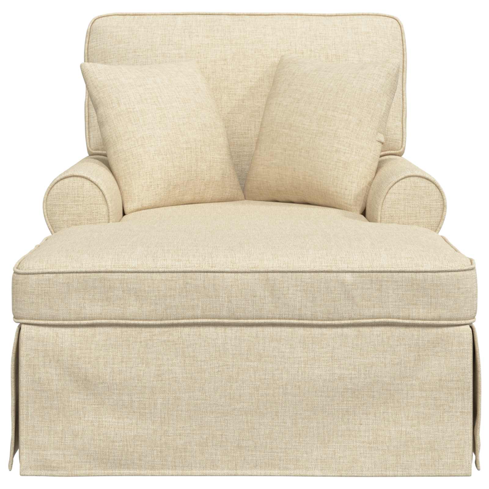 Chaise Lounge mit Rock mit Kissen mit Kissen 3 pcs Creme Stoff
