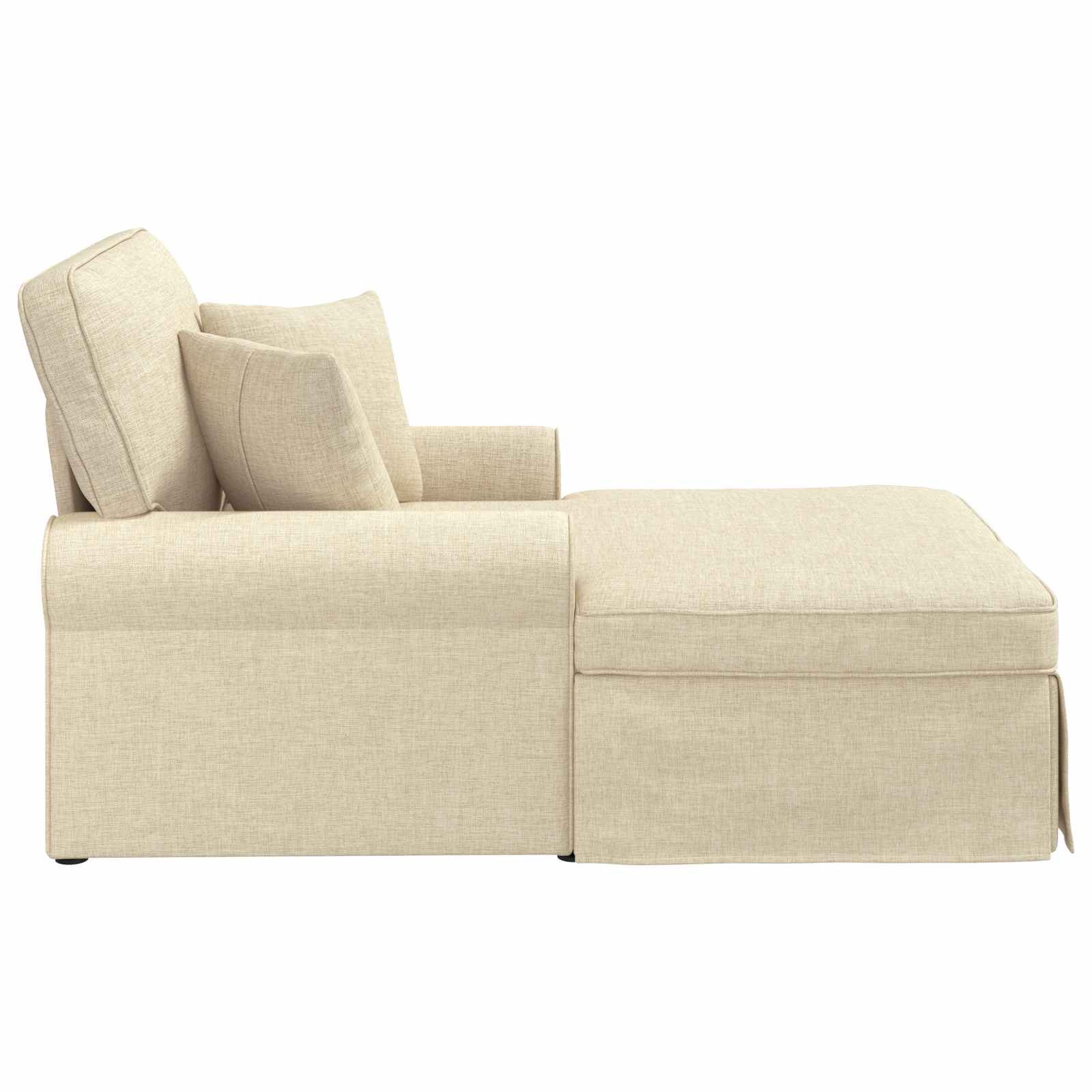 Chaise Lounge mit Rock mit Kissen mit Kissen 3 pcs Creme Stoff