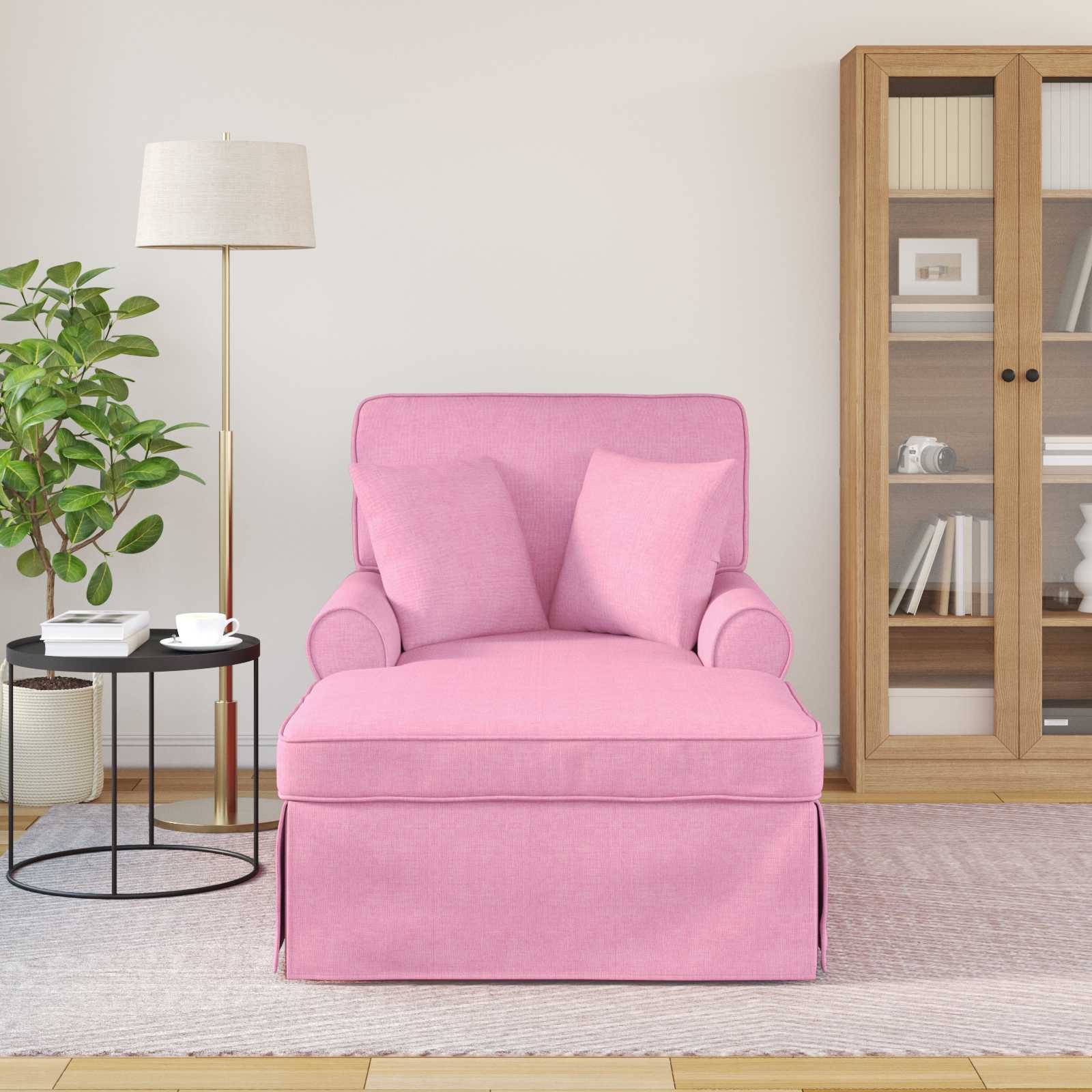 Chaise Lounge mit Rock mit Kissen mit Kissen 3 pcs Rosa Stoff