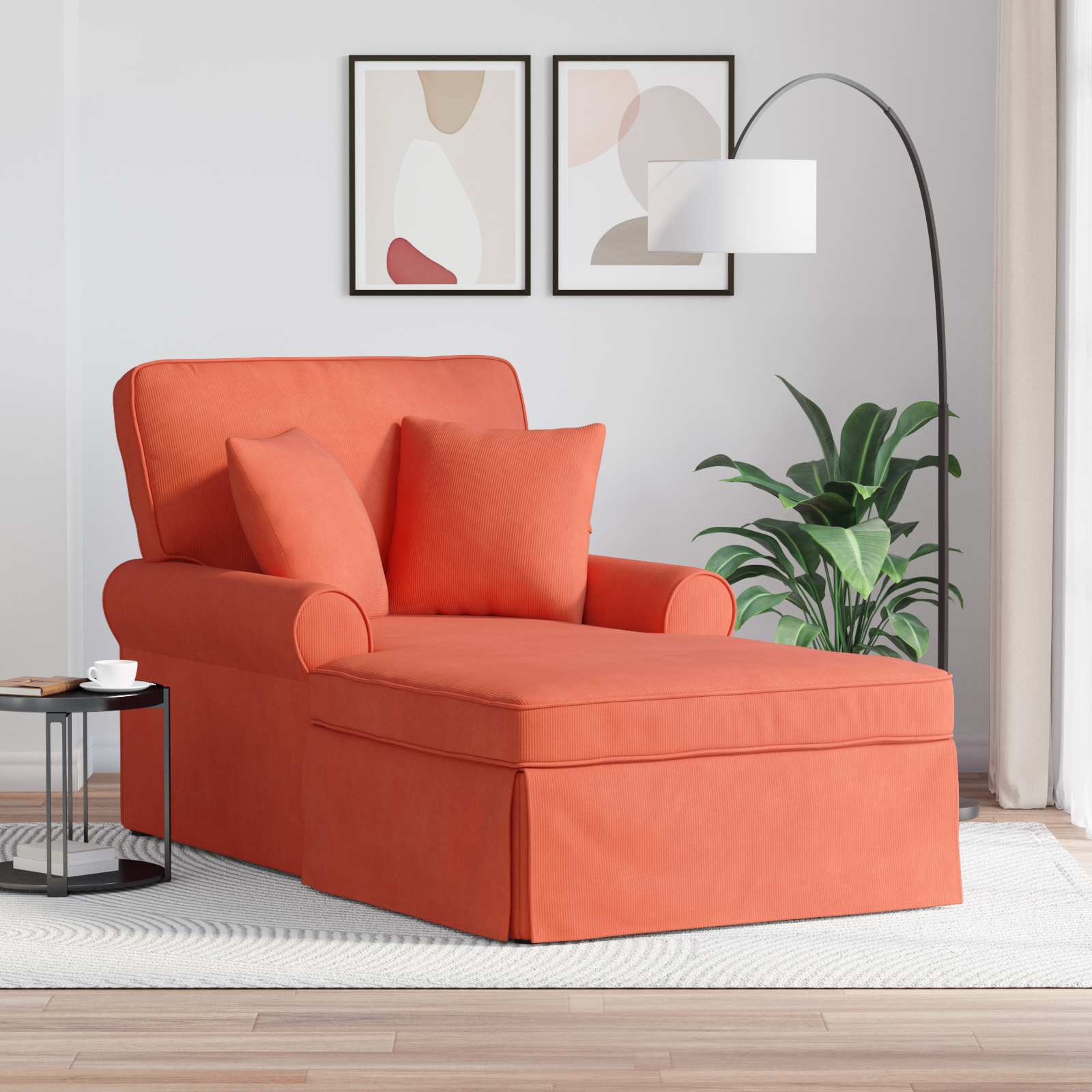 Chaise Lounge mit Rock mit Kissen 3 pcs Rot-Orange Cordstoff