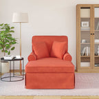 Chaise Lounge mit Rock mit Kissen 3 pcs Rot-Orange Cordstoff