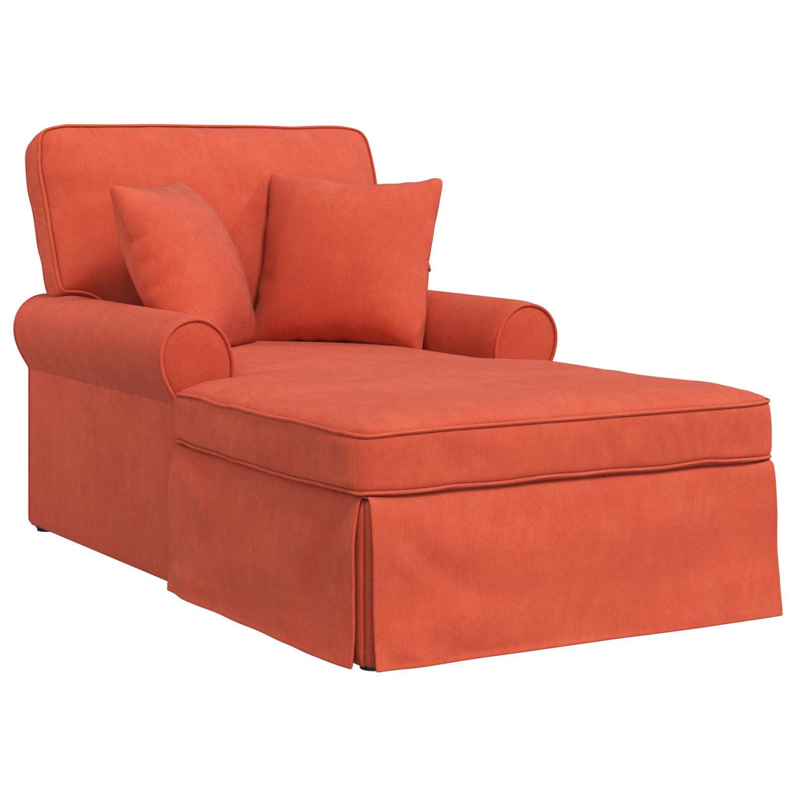 Chaise Lounge mit Rock mit Kissen 3 pcs Rot-Orange Cordstoff