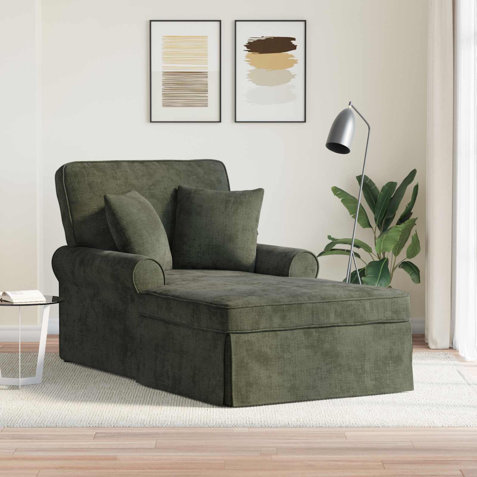 Chaise Lounge mit Rock mit Kissen Grün 157 x 91 x 91 cm ARES
