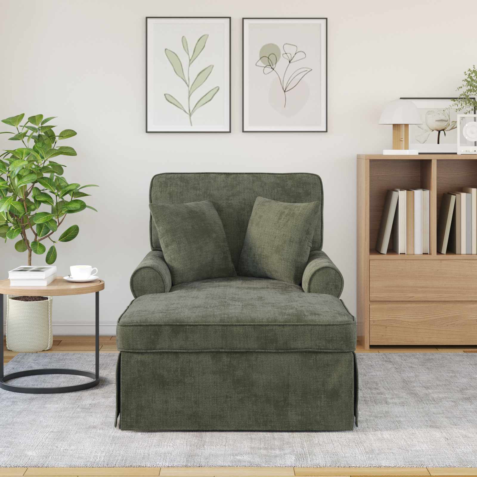 Chaise Lounge mit Rock mit Kissen Grün 157 x 91 x 91 cm ARES