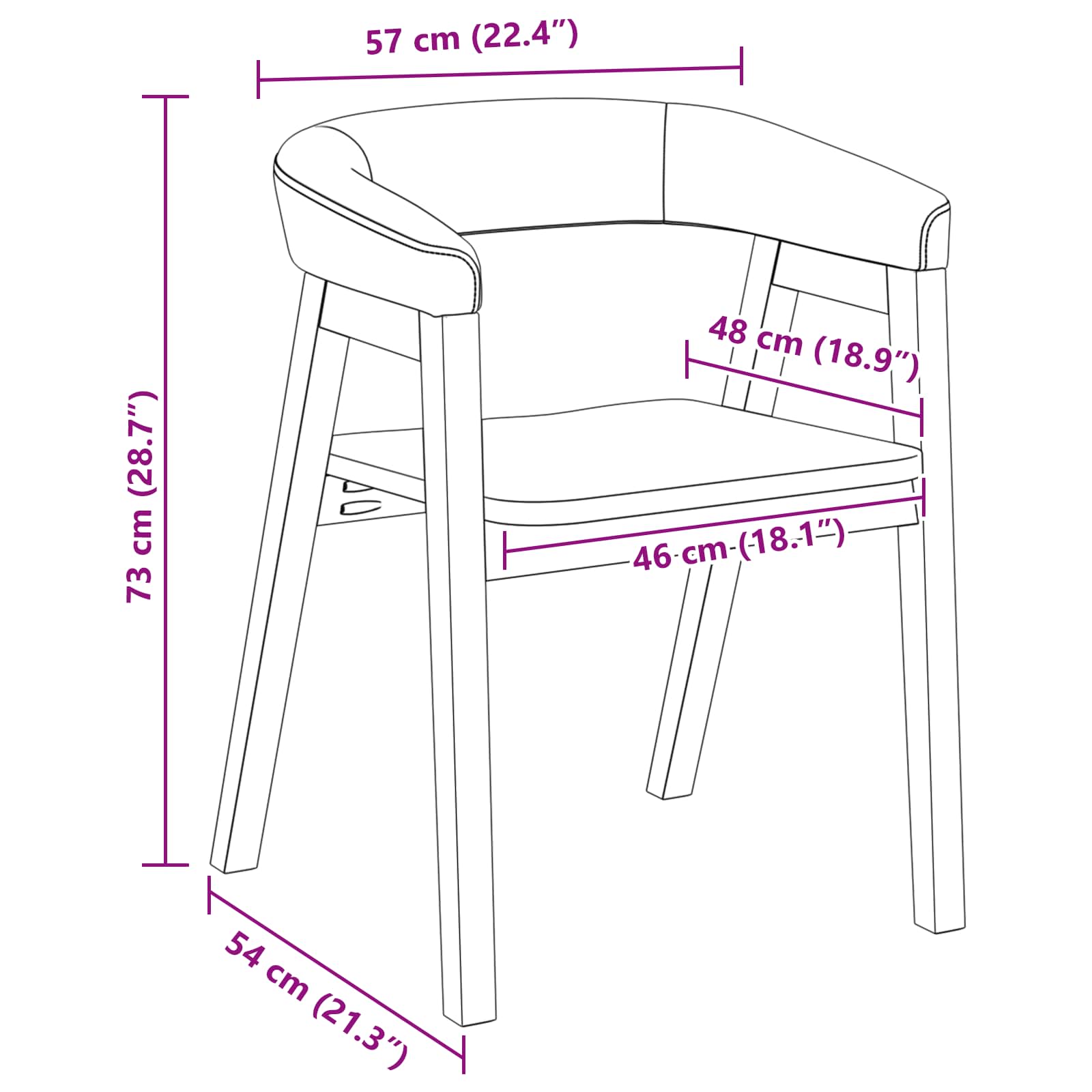 Esszimmerstühle 2 pcs Weiß 54 x 57 x 73 cm Massives Gummiholz