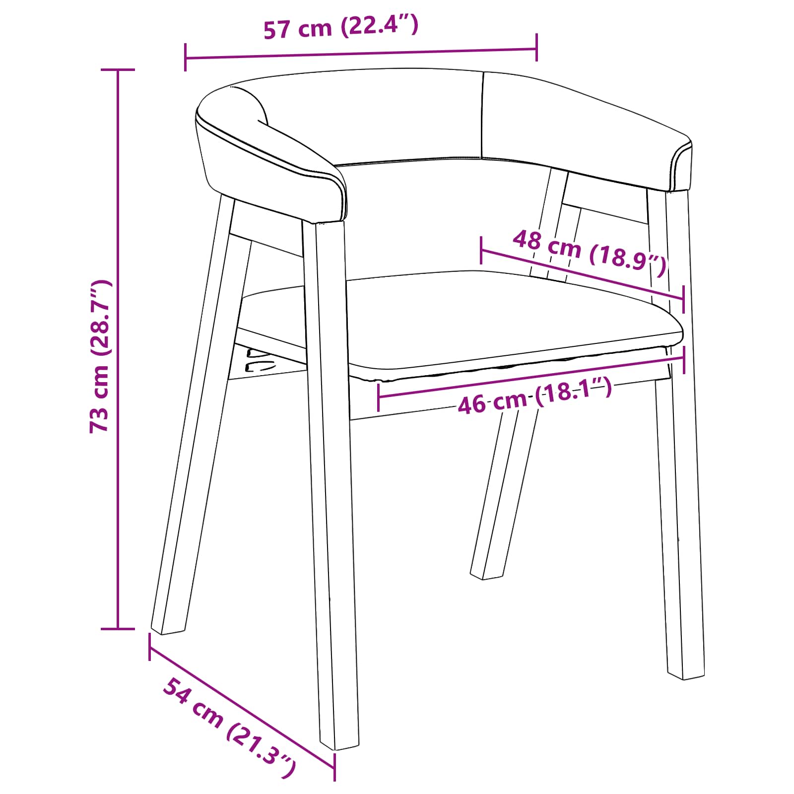 Esszimmerstühle 2 pcs Weiß 54 x 57 x 73 cm Massives Gummiholz