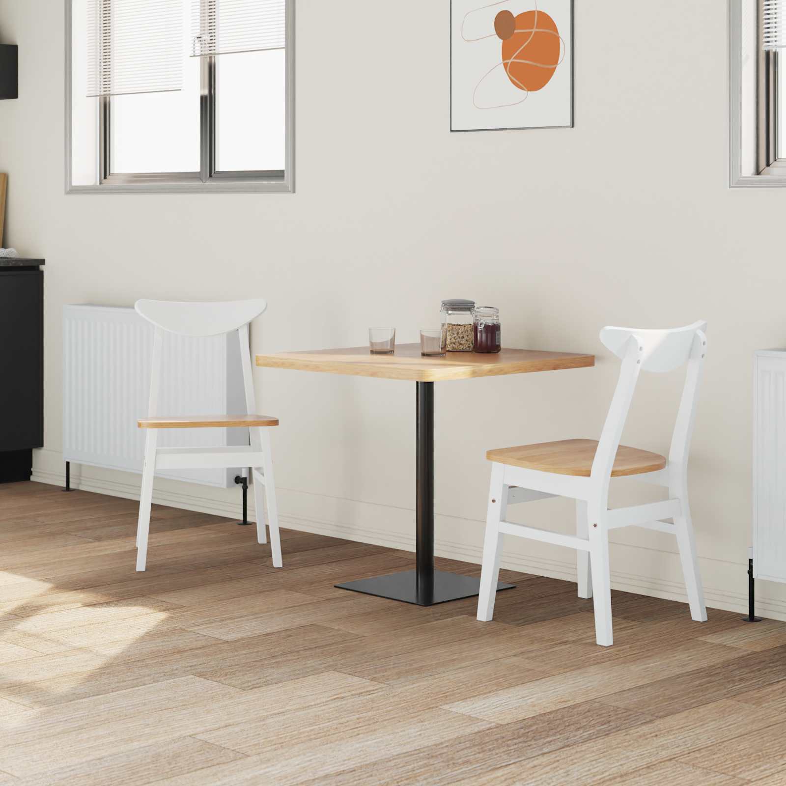 Esszimmerstühle 2 pcs Weiß 42 x 47.5 x 81 cm Massives Gummiholz