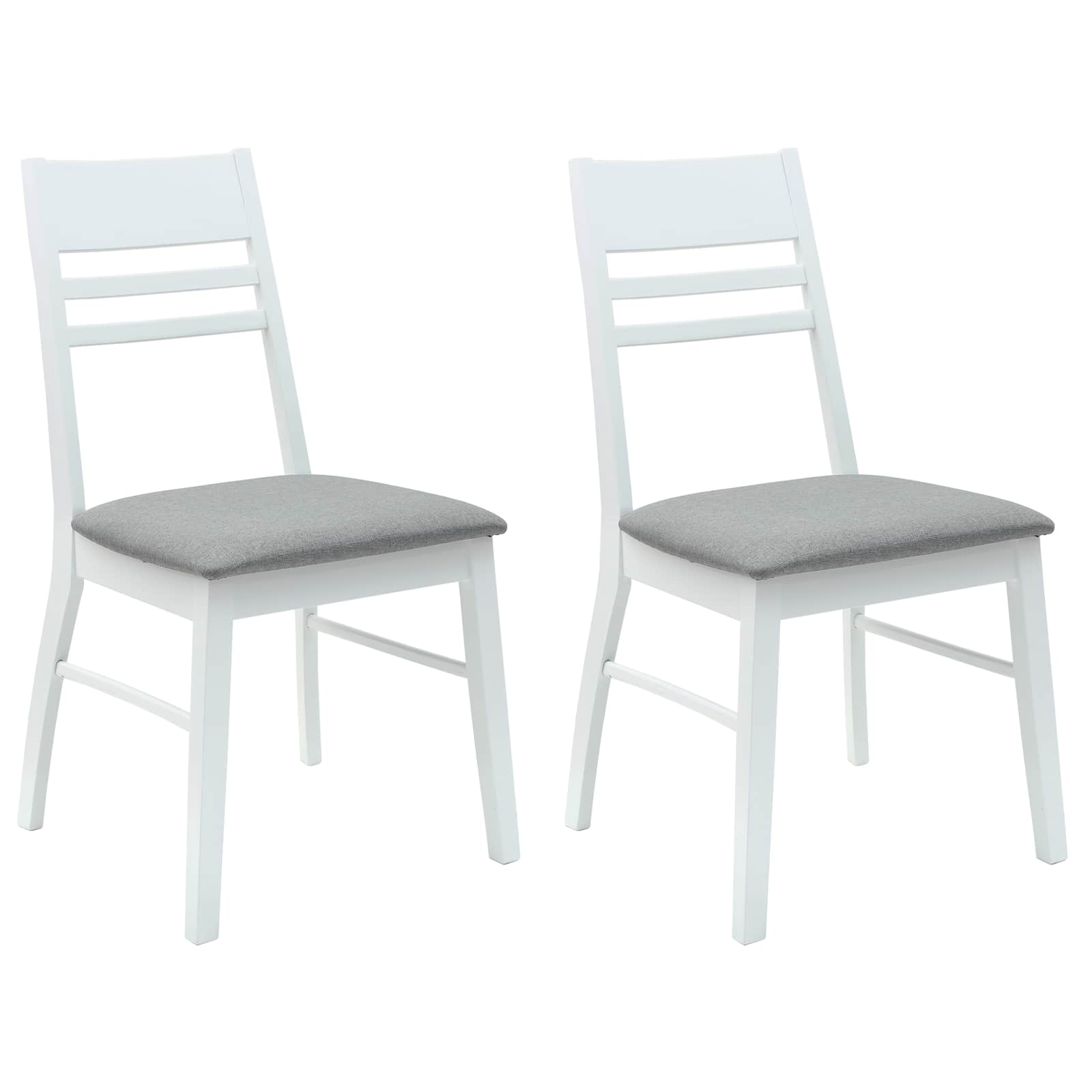 Esszimmerstühle 2 pcs Weiß 43 x 54 x 89 cm Massives Gummiholz