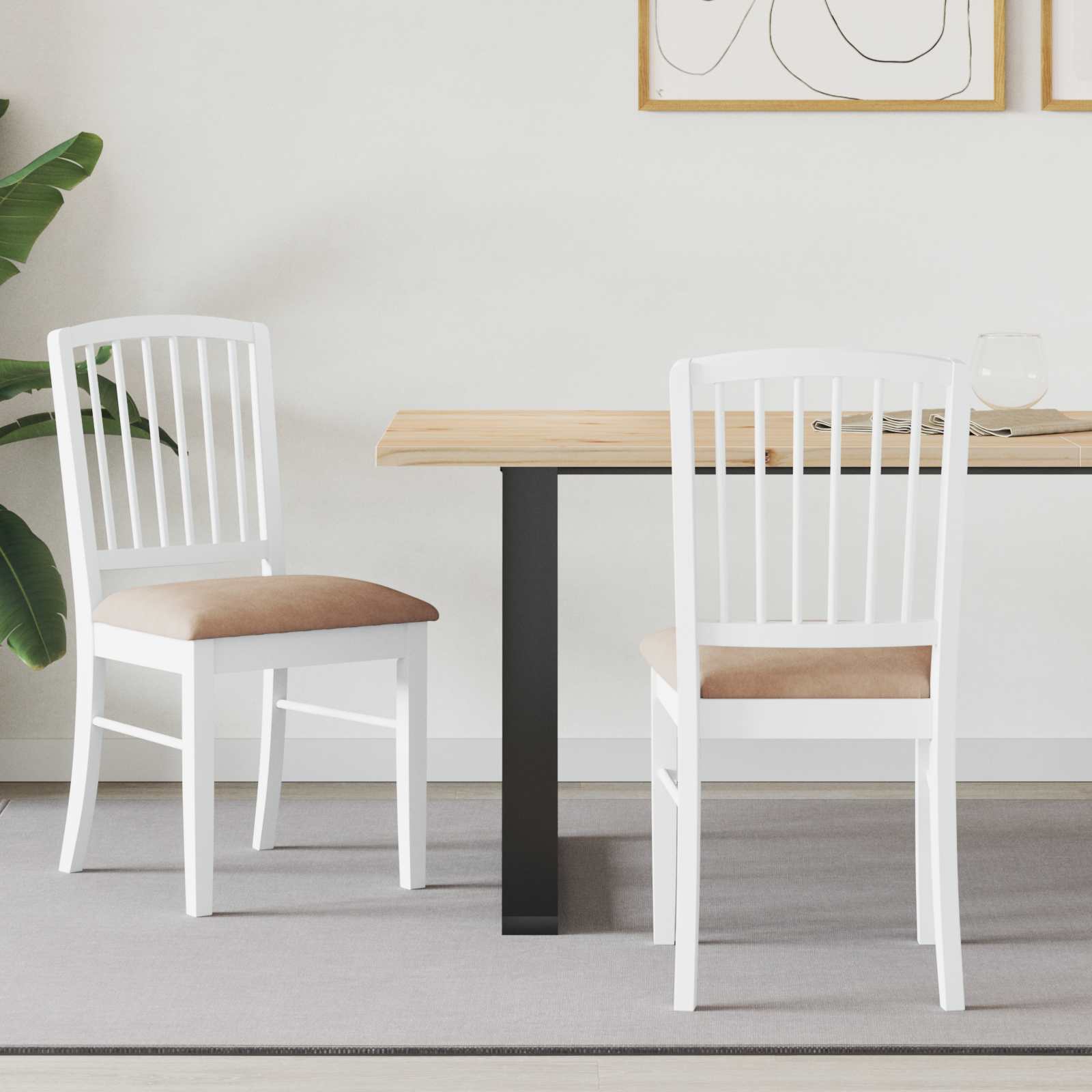 Esszimmerstühle 2 pcs Weiß 50 x 52,5 x 91 cm Massives Gummiholz