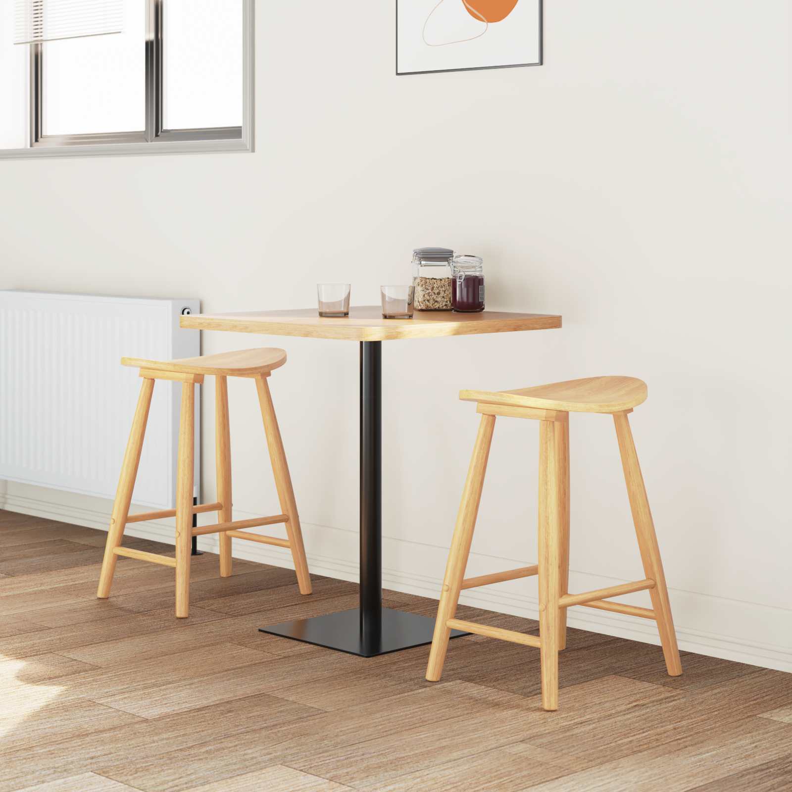 Esszimmerstühle 2 pcs Natur 46 x 37 x 63 cm Massives Gummiholz