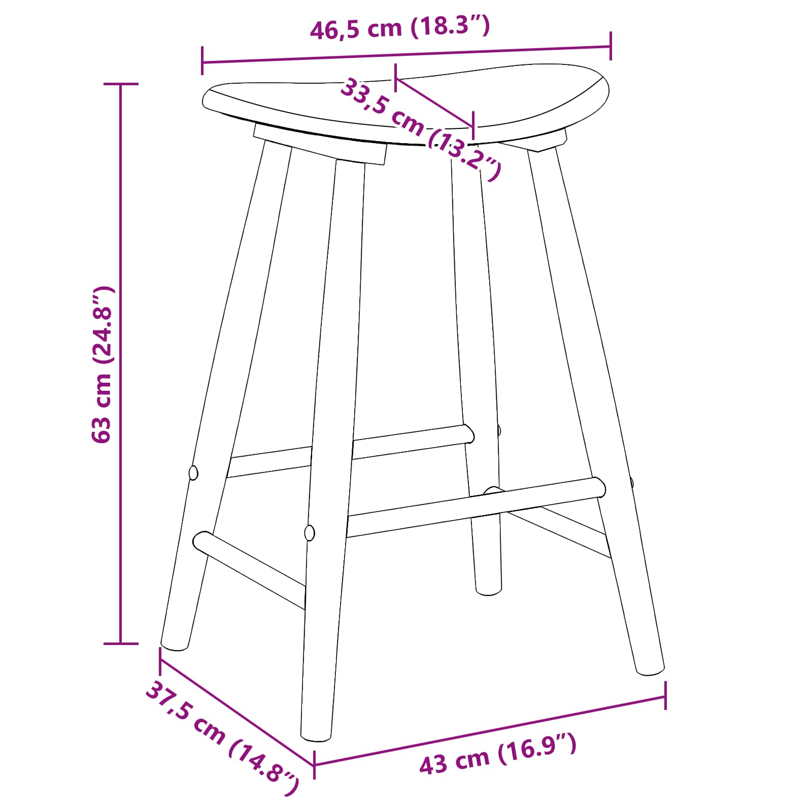 Esszimmerstühle 2 pcs Weiß 46 x 37 x 63 cm Massives Gummiholz