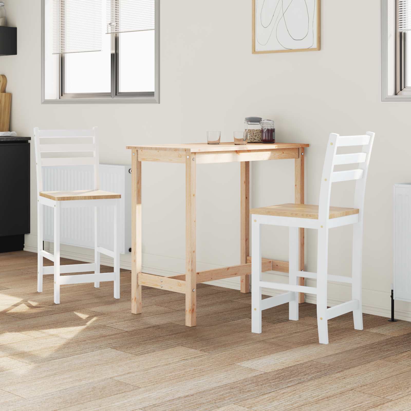 Esszimmerstühle 2 pcs Massives Gummiholz Weiß