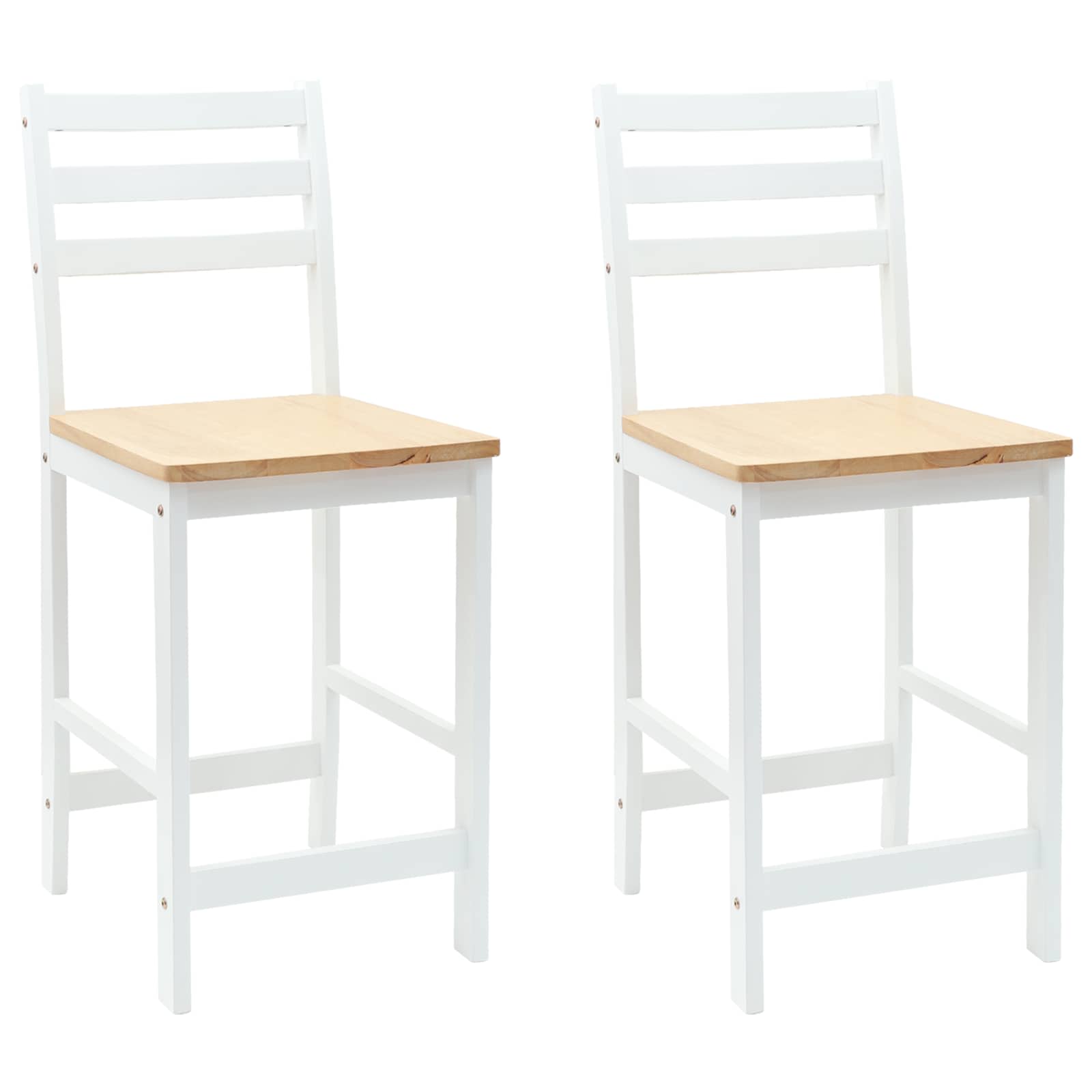 Esszimmerstühle 2 pcs Massives Gummiholz Weiß