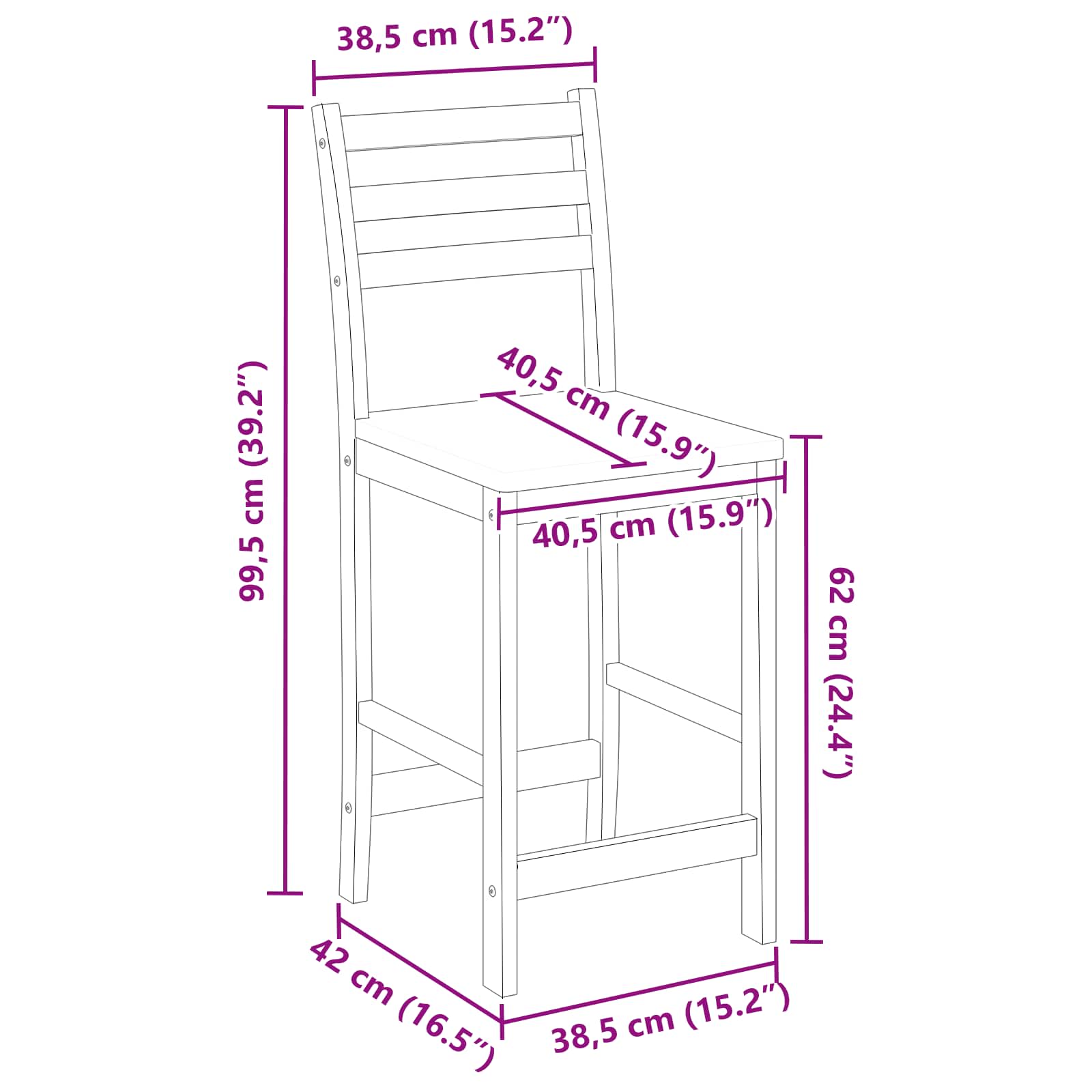 Esszimmerstühle 2 pcs Massives Gummiholz Weiß