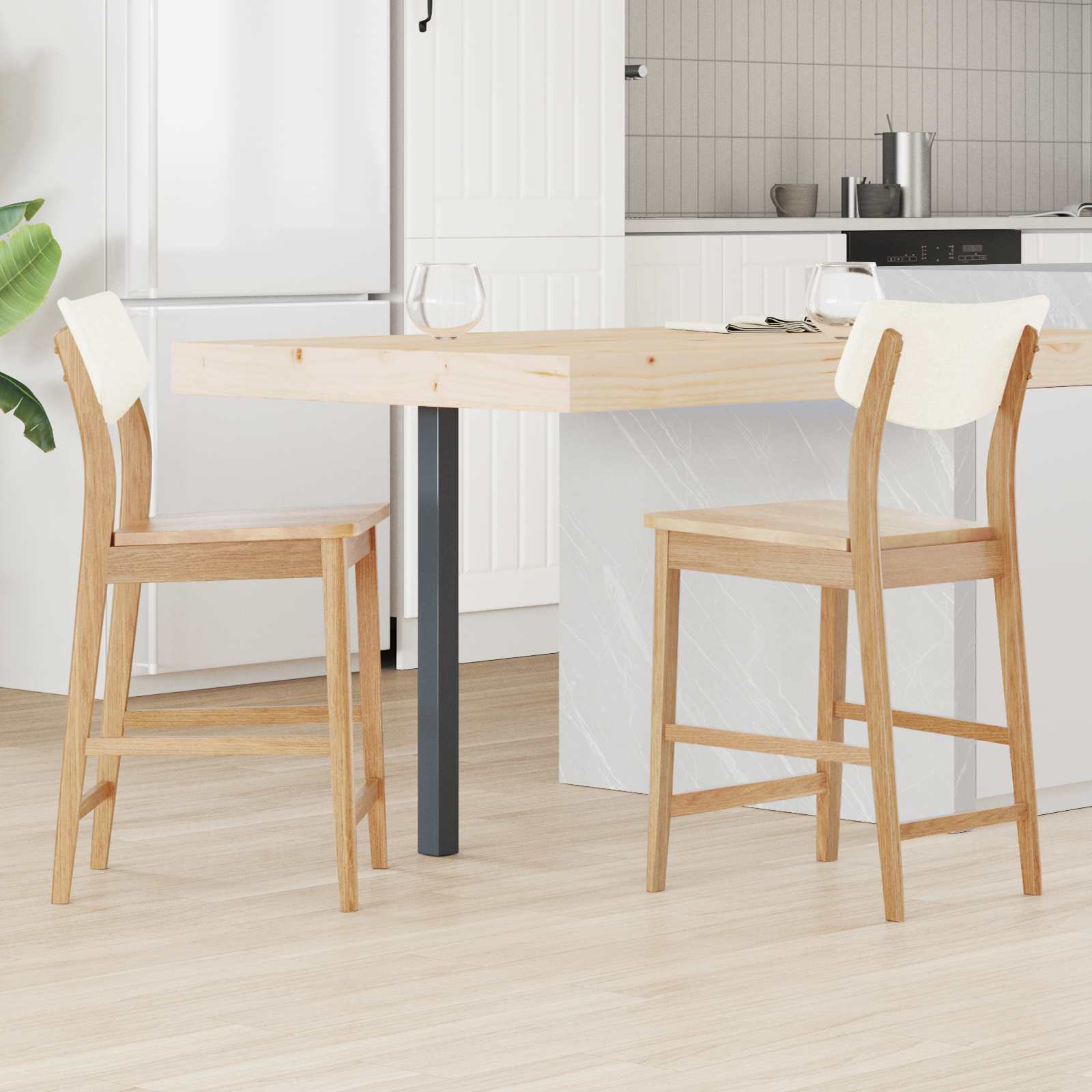 Esszimmerstühle 2 pcs Natur 48 x 49 x 95 cm Massives Gummiholz