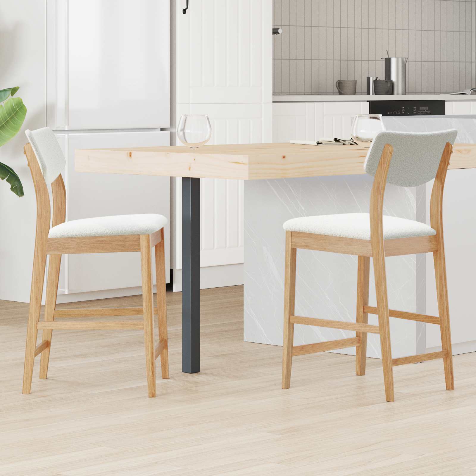 Esszimmerstühle 2 pcs Natur 48 x 49 x 95 cm Massives Gummiholz