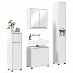 Badezimmermöbel-Set Mit Rad 4 pcs Hochglanz Weiß Holzwerkstoff