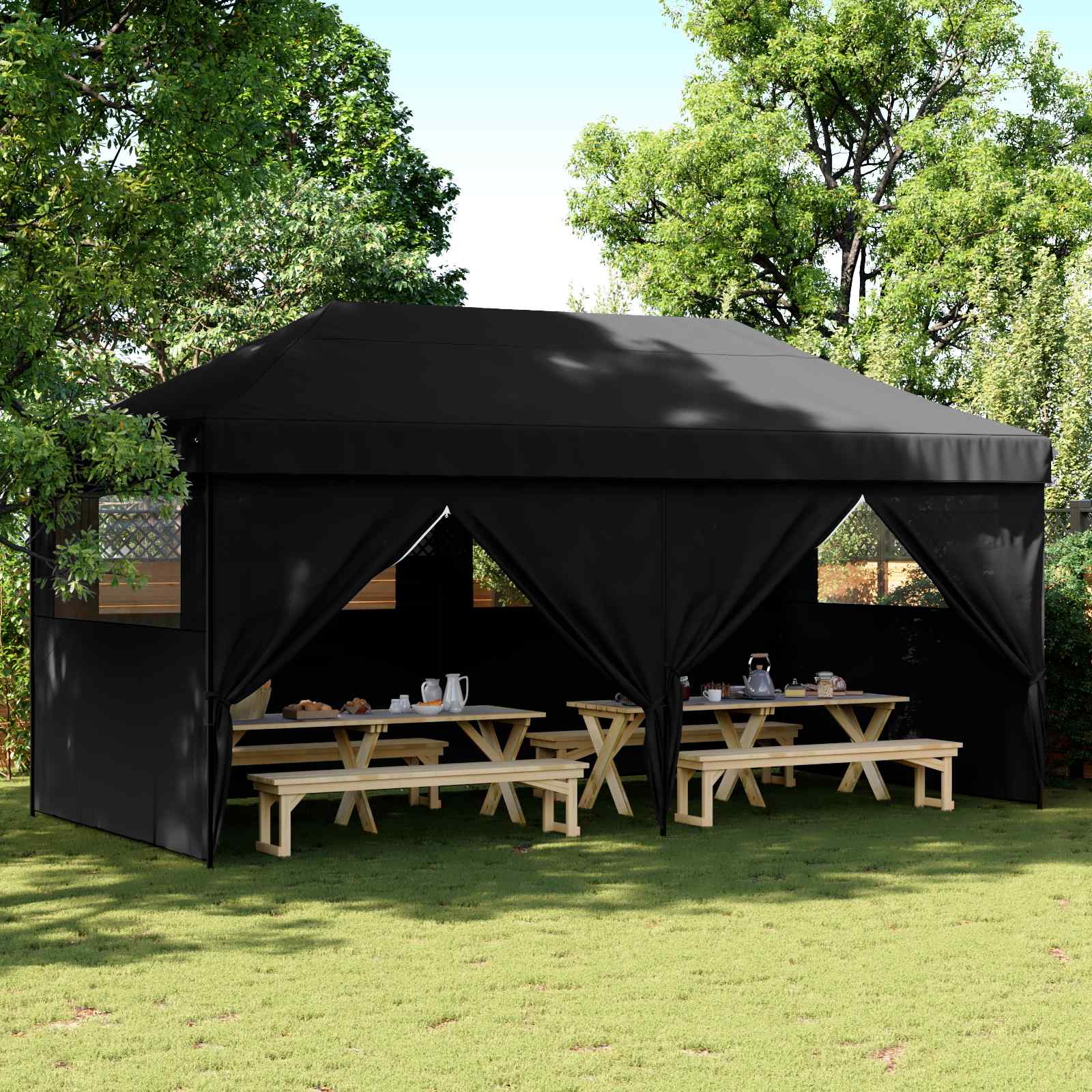 Party-Zelt Schwarz 292 x 580 x 315 cm Oxford-Stoff