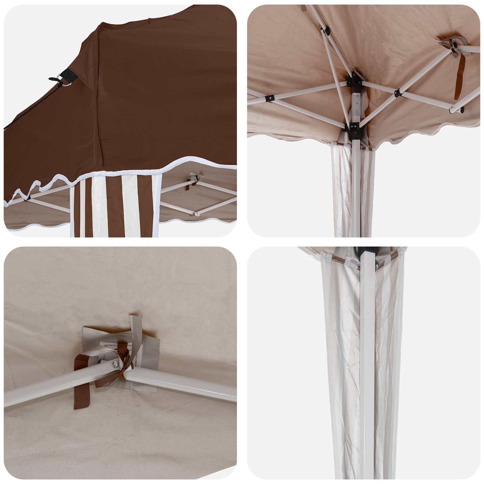 Pop-up Partyzelt 195 x 195 x 245 cm Braun Oxford-Stoff