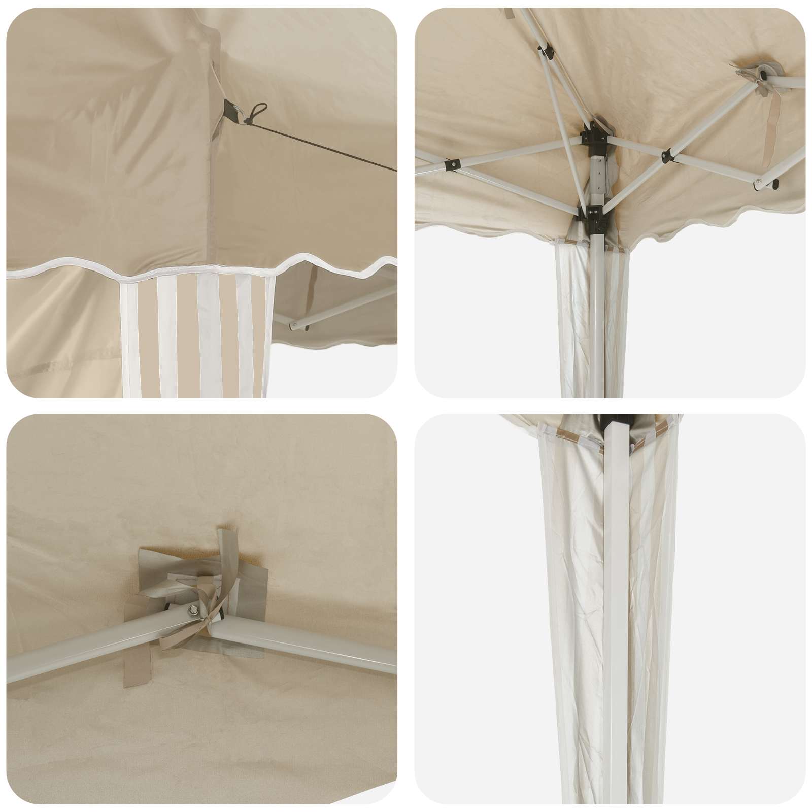 Pop-up Partyzelt 195 x 195 x 245 cm Creme Oxford-Stoff