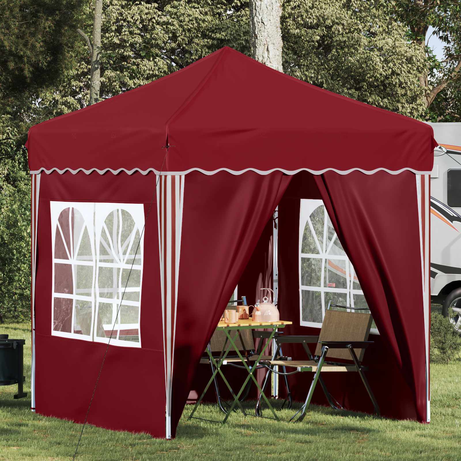 Pop-up Partyzelt 195 x 195 x 245 cm Bordeauxrot Oxford-Stoff