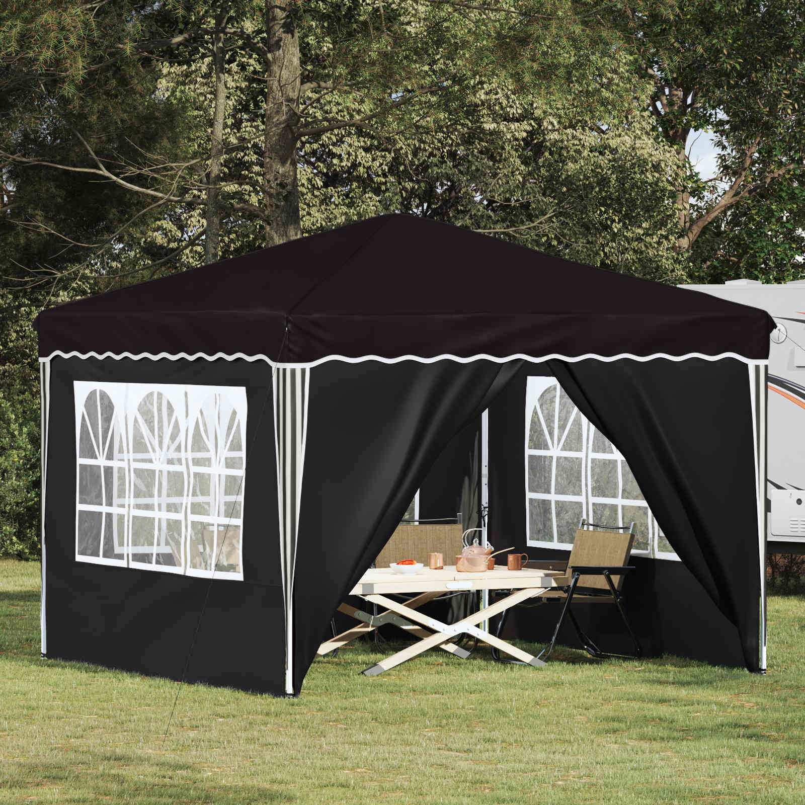 Pop-up Partyzelt 288 x 288 x 245 cm Schwarz Oxford-Stoff