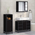 Badezimmermöbel-Set 3 pcs Schwarz Eichen-Optik Holzwerkstoff