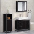 Badezimmermöbel-Set 3 pcs Schwarz Eichen-Optik Holzwerkstoff