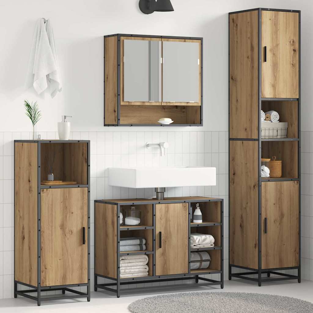 Badezimmermöbel-Set mit Tür Artisan-Eiche 35 x 37,5 x 188,5 cm