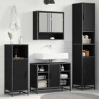 Badezimmermöbel-Set Schwarz Eichen-Optik 35 x 37,5 x 188,5 cm