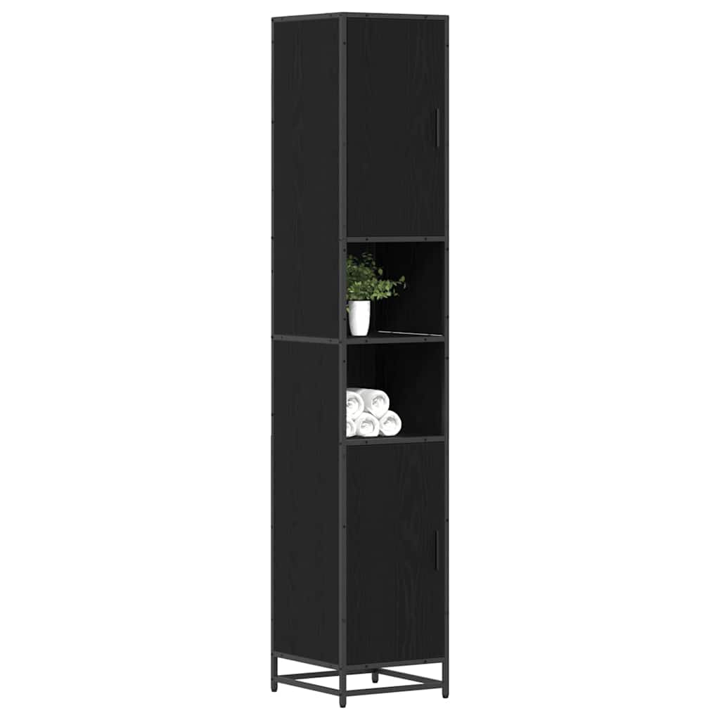 Badezimmermöbel-Set Schwarz Eichen-Optik 35 x 37,5 x 188,5 cm