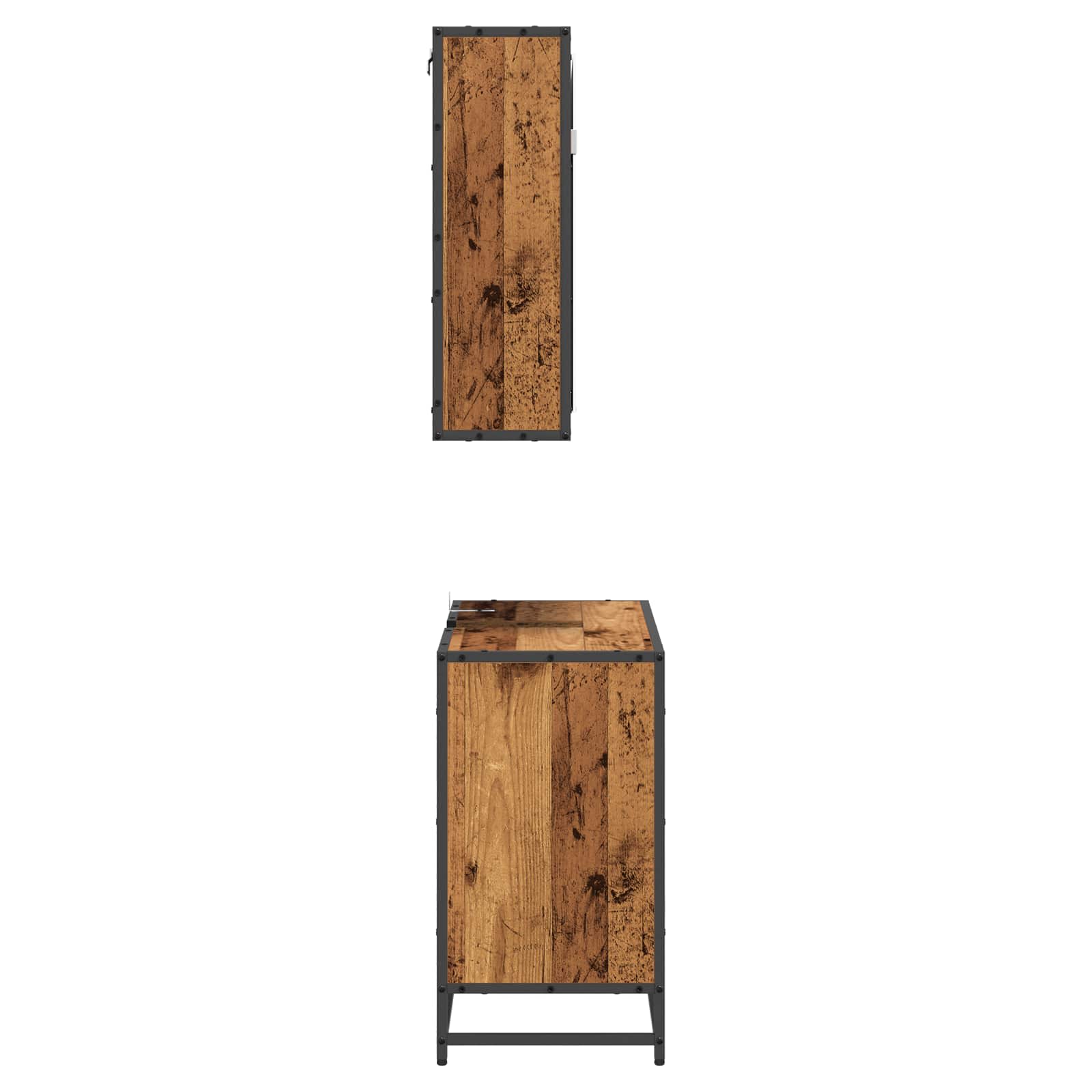 Badezimmermöbel-Set mit Schubladen 2 pcs Altholz Holzwerkstoff