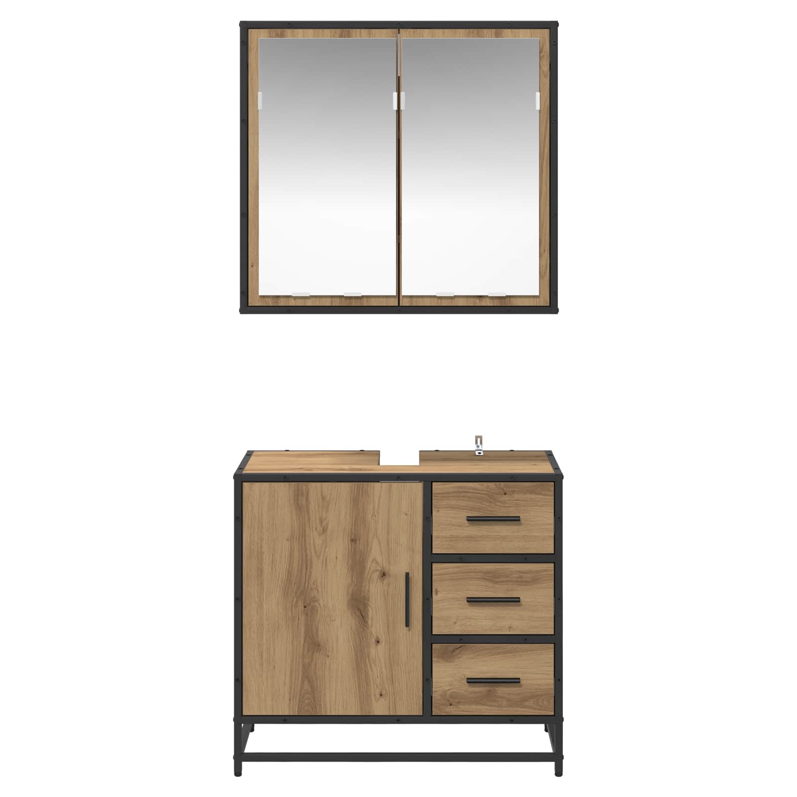 Badezimmermöbel-Set mit Regal 2 pcs Artisan-Eiche Holzwerkstoff
