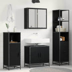Badezimmermöbel-Set 3 pcs Schwarz Eichen-Optik Holzwerkstoff