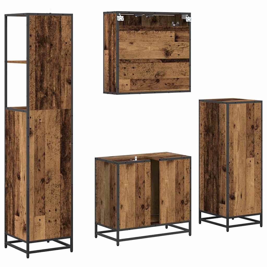 Badezimmermöbel-Set mit Schubladen 4 pcs Altholz Holzwerkstoff