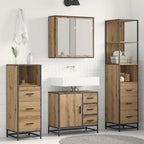 Badezimmermöbel-Set mit Regal 4 pcs Artisan-Eiche Holzwerkstoff