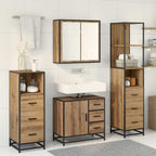 Badezimmermöbel-Set mit Regal 4 pcs Artisan-Eiche Holzwerkstoff