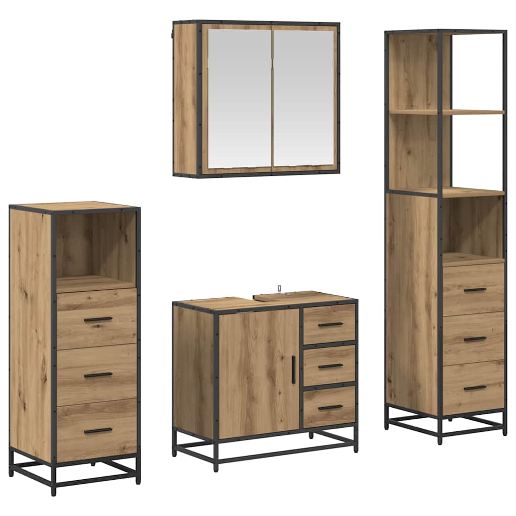 Badezimmermöbel-Set mit Regal 4 pcs Artisan-Eiche Holzwerkstoff