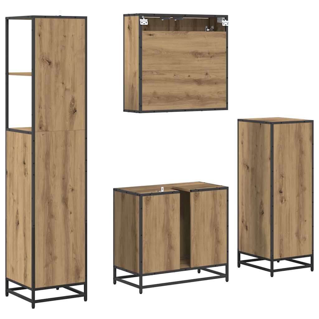 Badezimmermöbel-Set mit Regal 4 pcs Artisan-Eiche Holzwerkstoff