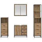 Badezimmermöbel-Set mit Regal 4 pcs Artisan-Eiche Holzwerkstoff