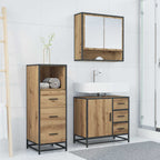 Badezimmermöbel-Set mit Regal 3 pcs Artisan-Eiche Holzwerkstoff