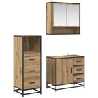 Badezimmermöbel-Set mit Regal 3 pcs Artisan-Eiche Holzwerkstoff