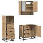 Badezimmermöbel-Set mit Regal 3 pcs Artisan-Eiche Holzwerkstoff