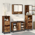 Badezimmermöbel-Set mit Schubladen 4 pcs Altholz Holzwerkstoff