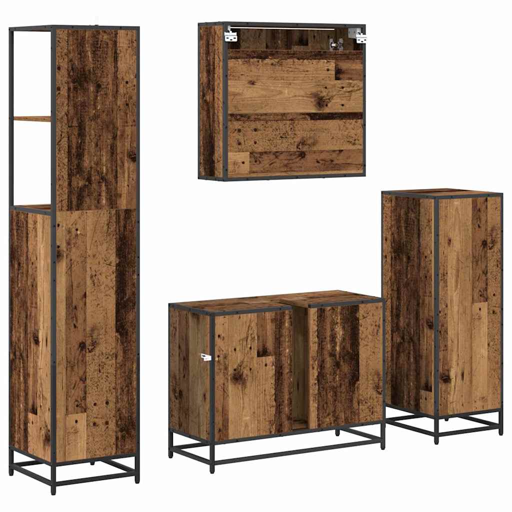 Badezimmermöbel-Set mit Schubladen 4 pcs Altholz Holzwerkstoff